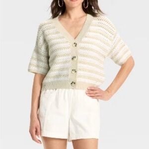 Universal Thread Cream and Tan V-Neck Sweater
